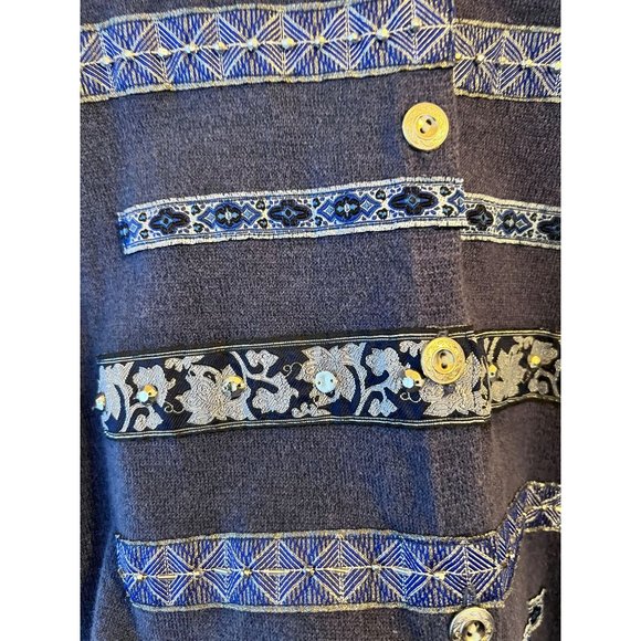 Alfred Dunner Blue Cardigan with Appliqué sequins embroidery, size XL - Picture 6 of 9